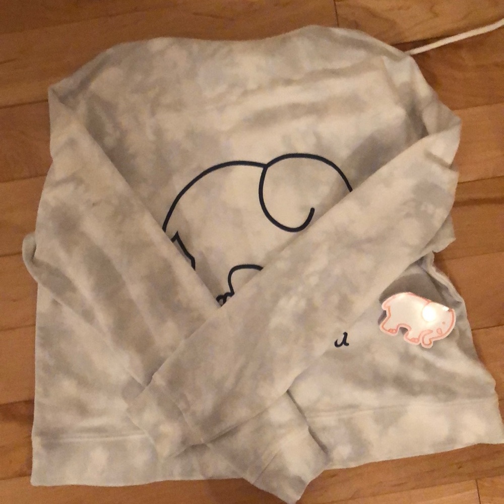 ivory ella blue + white cropped hoodie